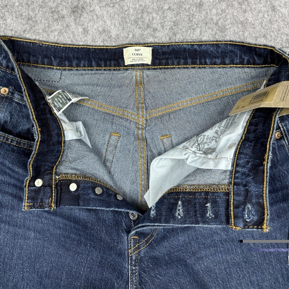 Levis 501 Curve NWT Jeans Womens 31 Dark Wash Straight High Rise Stretch Denim - Picture 6 of 13
